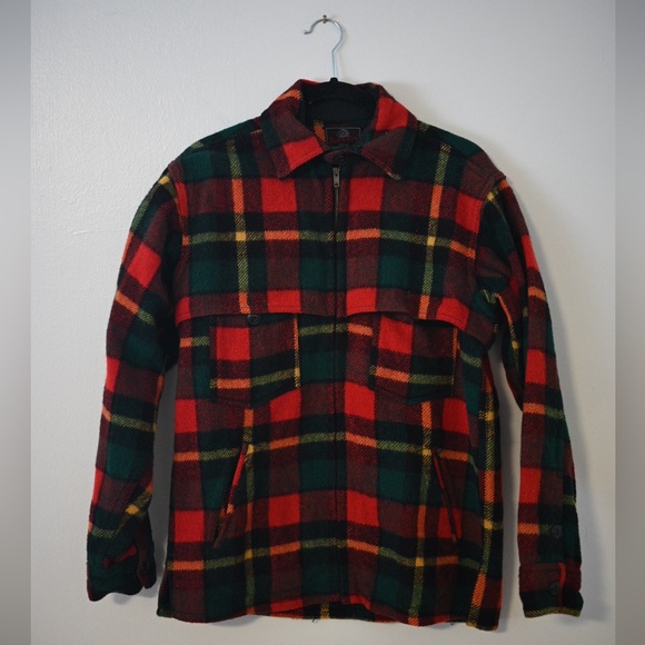 VTG Johnson Woolen Mills Jacket Mens M 60s Tartan Plaid Hunting Mackinaw Wool - Picture 1 of 15